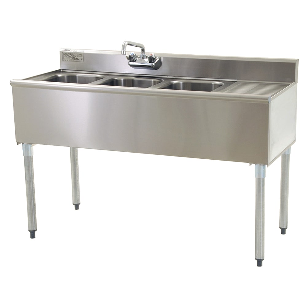 Eagle Group B4R-18 48" Underbar Sink Unit w/ (3) Compartments, 12" Right Drainboard
