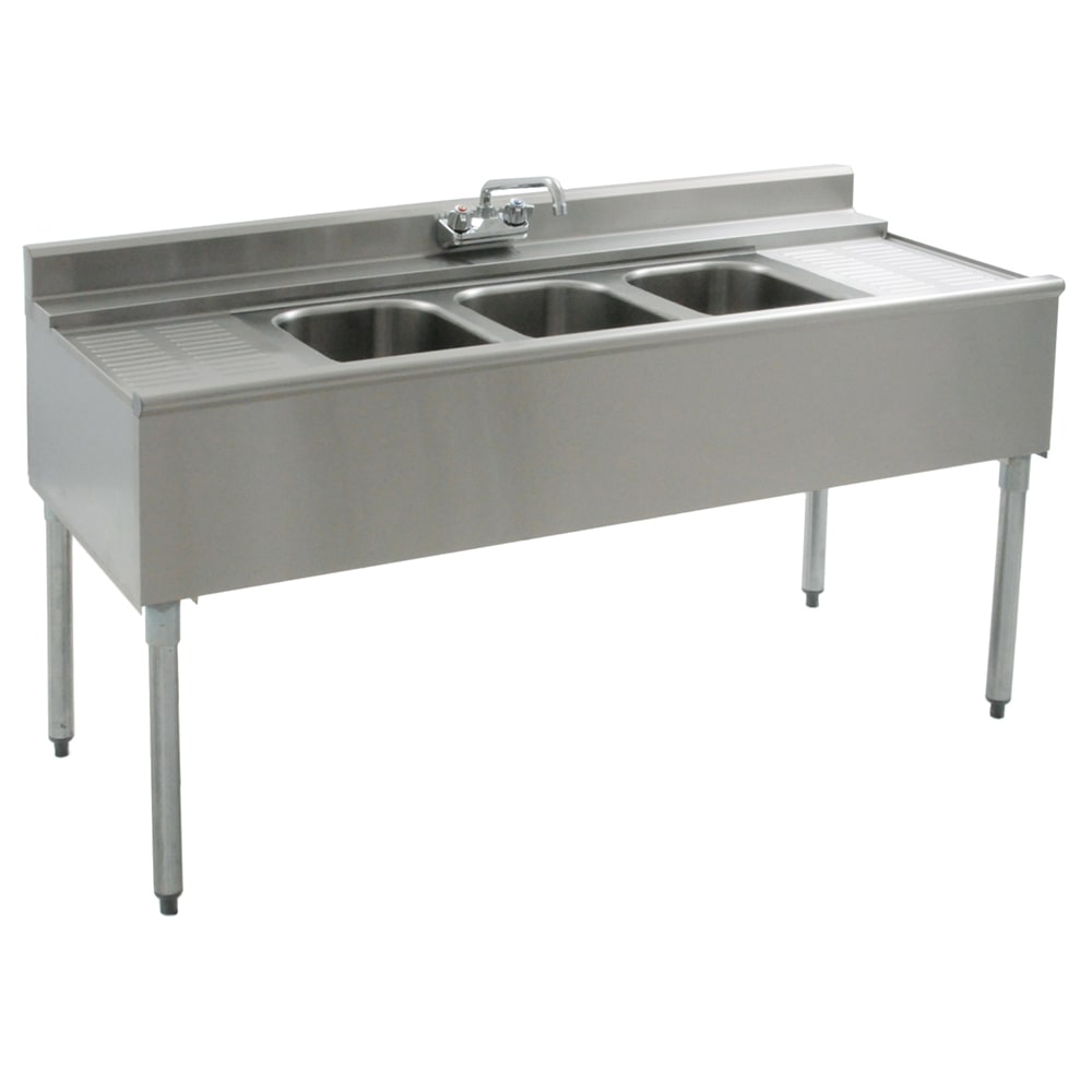 Eagle Group B5C-22 60" Underbar Sink Unit w/ (3) Compartments, 12 1/2" Left & Right Drainboards