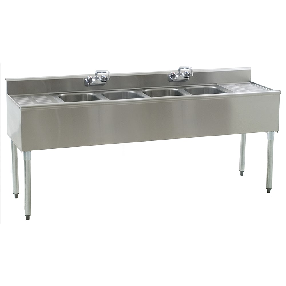 Eagle Group B6C-4-18 72" Underbar Sink Unit w/ (4) Compartments, 12 1/2" Left & Right Drainboards