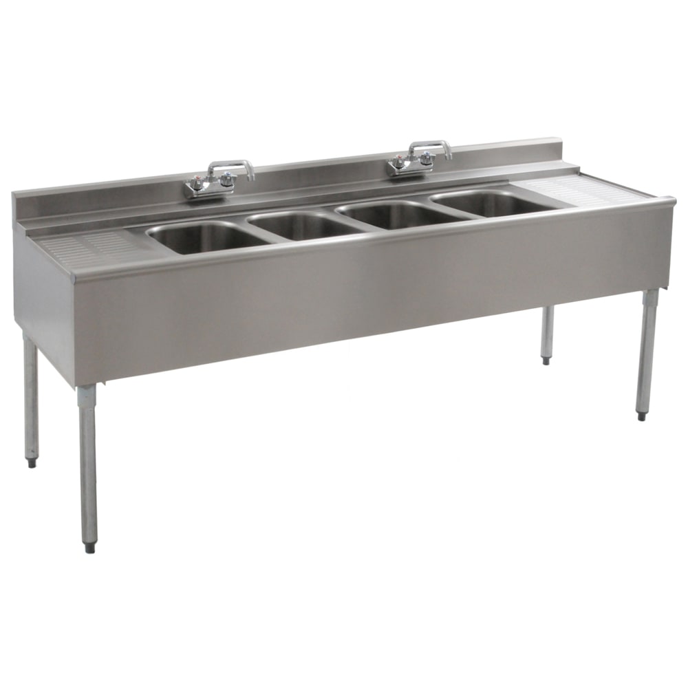 Eagle Group B6C-4-22 72" 4 Compartment Underbar Sink w/ 10"L x 14"W Bowl, 10" Deep