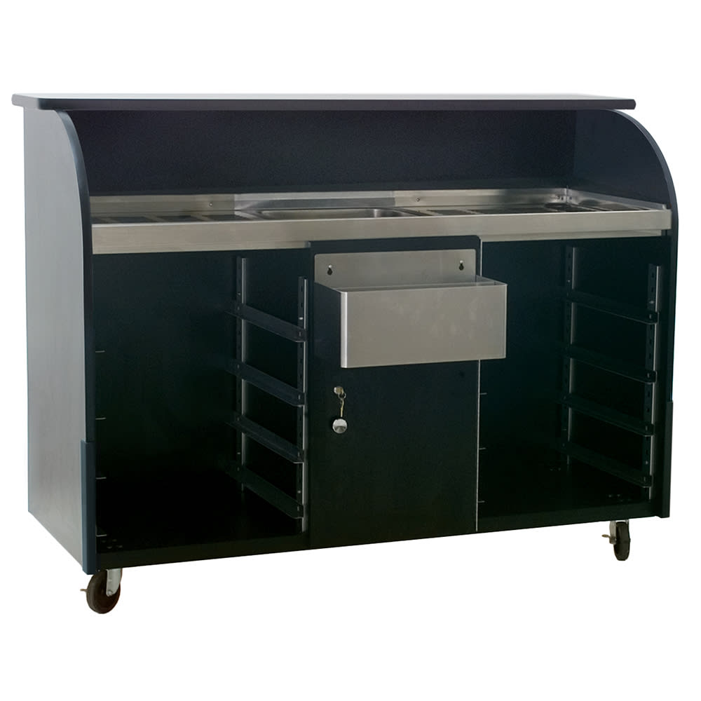 Eagle Group DPB-5 63" Portable Bar w/ Ice Bin & Double-Tier Speed Rail, Black