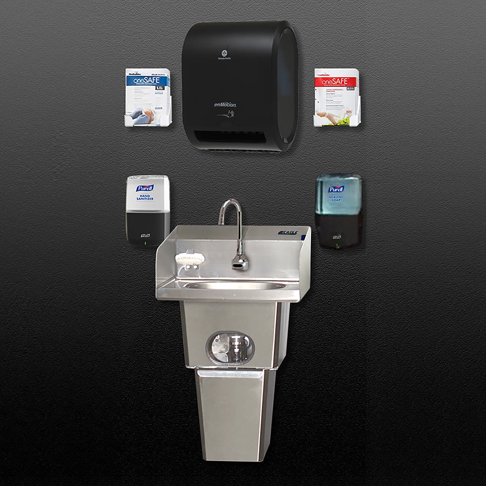 Eagle Group HFL-5000-LRS Wall Mount Touchless Hand Sink w/ Waste Receptacle, Side Splashes