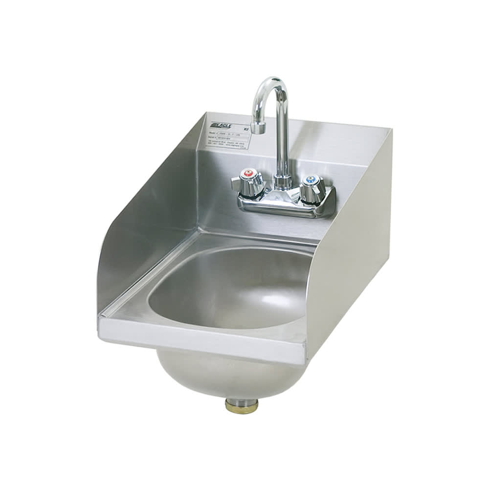 Eagle Group HSAN-10-F-LRS Wall Mount Commercial Hand Sink w/ 9 3/4"L x 13 1/2"W x 6 3/4"D Bowl, Side Splashes