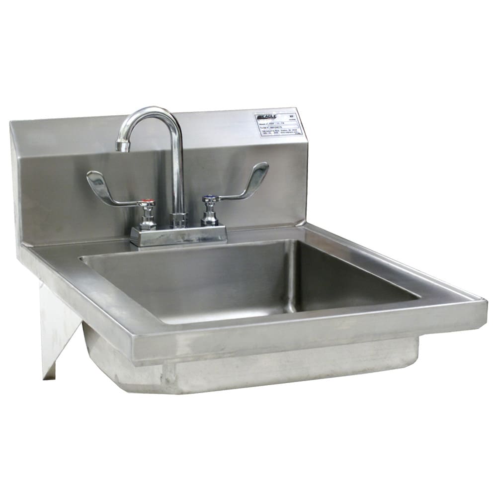 Eagle Group HSAP-14-FW Wall Mount Commercial Hand Sink w/ 14"L x 16"W x 5"D Bowl, Gooseneck Faucet
