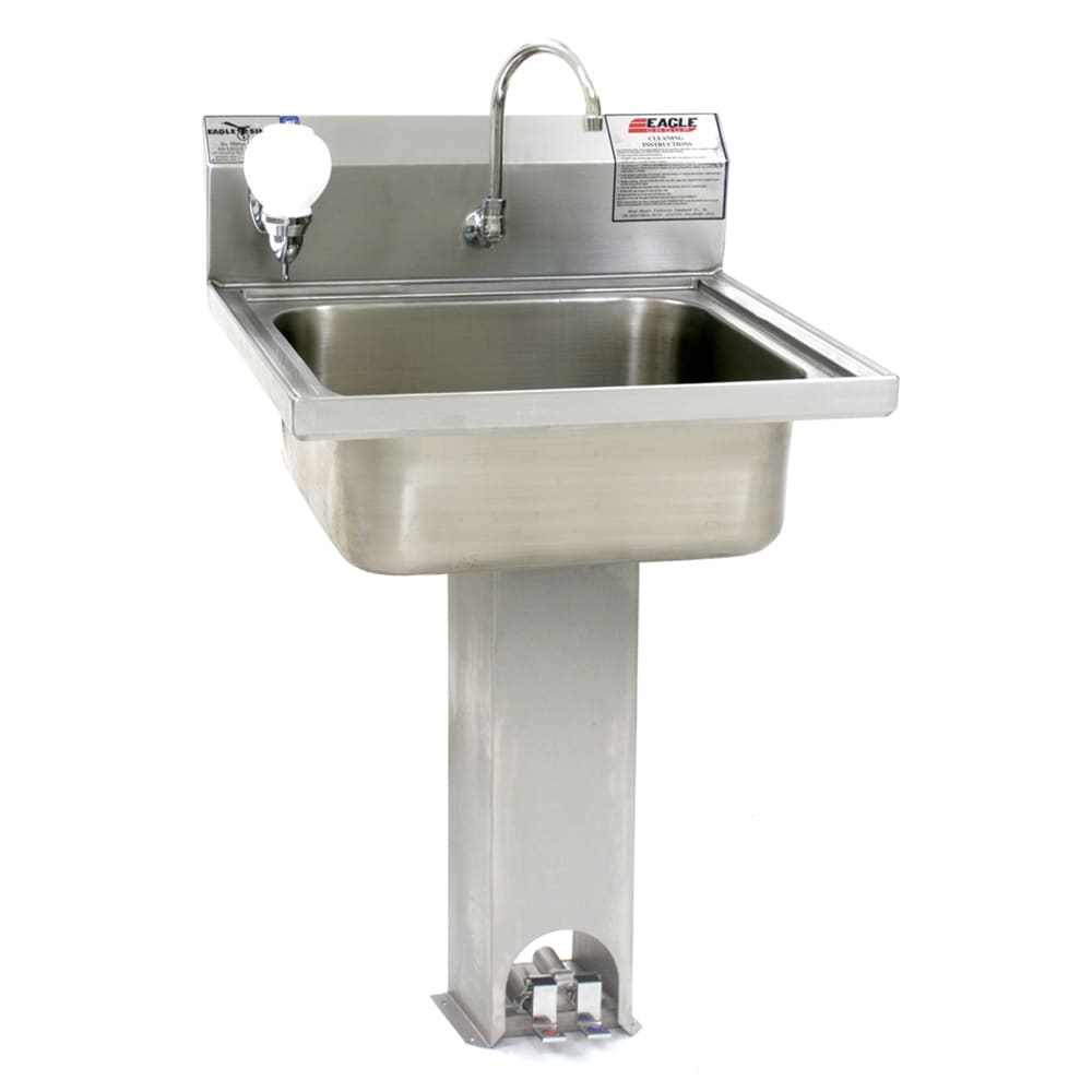 Eagle Group P1916 Pedestal Commercial Hand Sink w/ 15.75"L x 19.75"W x 8.87"D Bowl, Pedal Valve