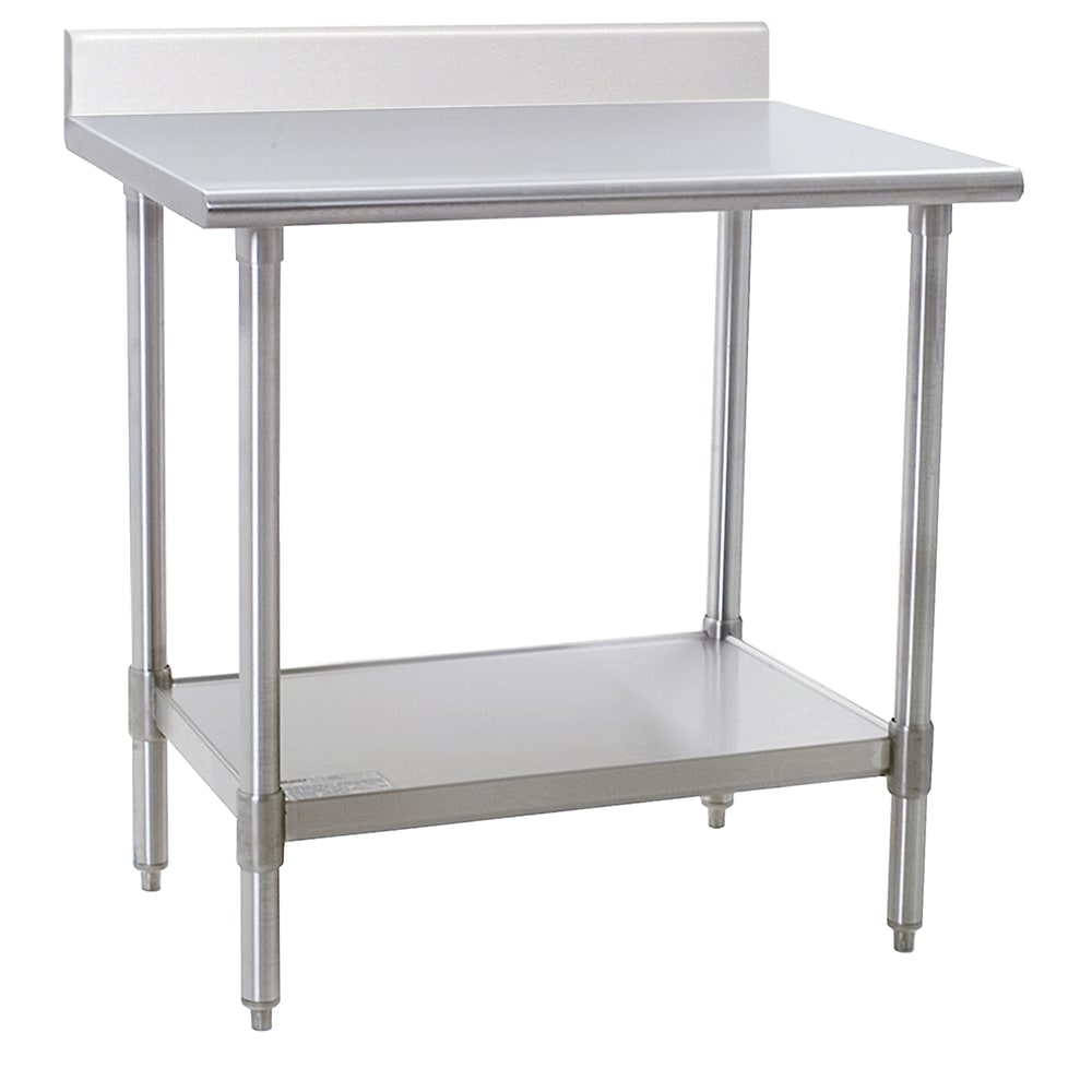 Eagle Group T2436SEB-BS 36" 14 ga Work Table w/ Undershelf & 300 Series Stainless Top, 4 1/2" Backsplash