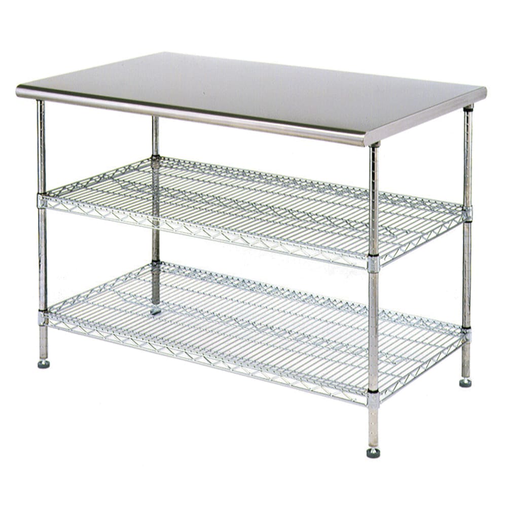 Eagle Group T2448EBW 48" 16 ga Work Table w/ Undershelves & 304 Series Stainless Flat Top