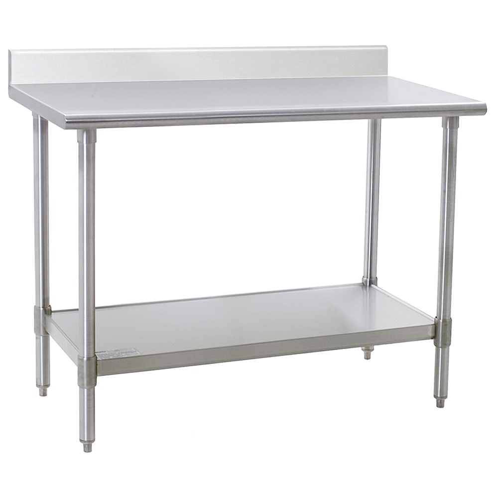Eagle Group T2448SEB-BS 48" 14 ga Work Table w/ Undershelf & 300 Series Stainless Top, 4 1/2" Backsplash