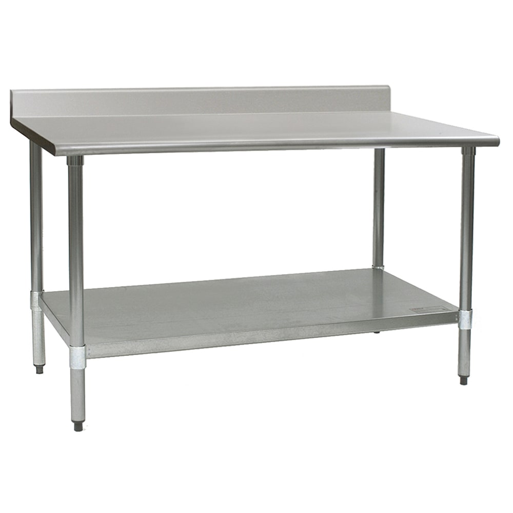 Eagle Group T2460B-BS 60" 16 ga Work Table w/ Undershelf & 430 Series Stainless Top, 4 1/2" Backsplash