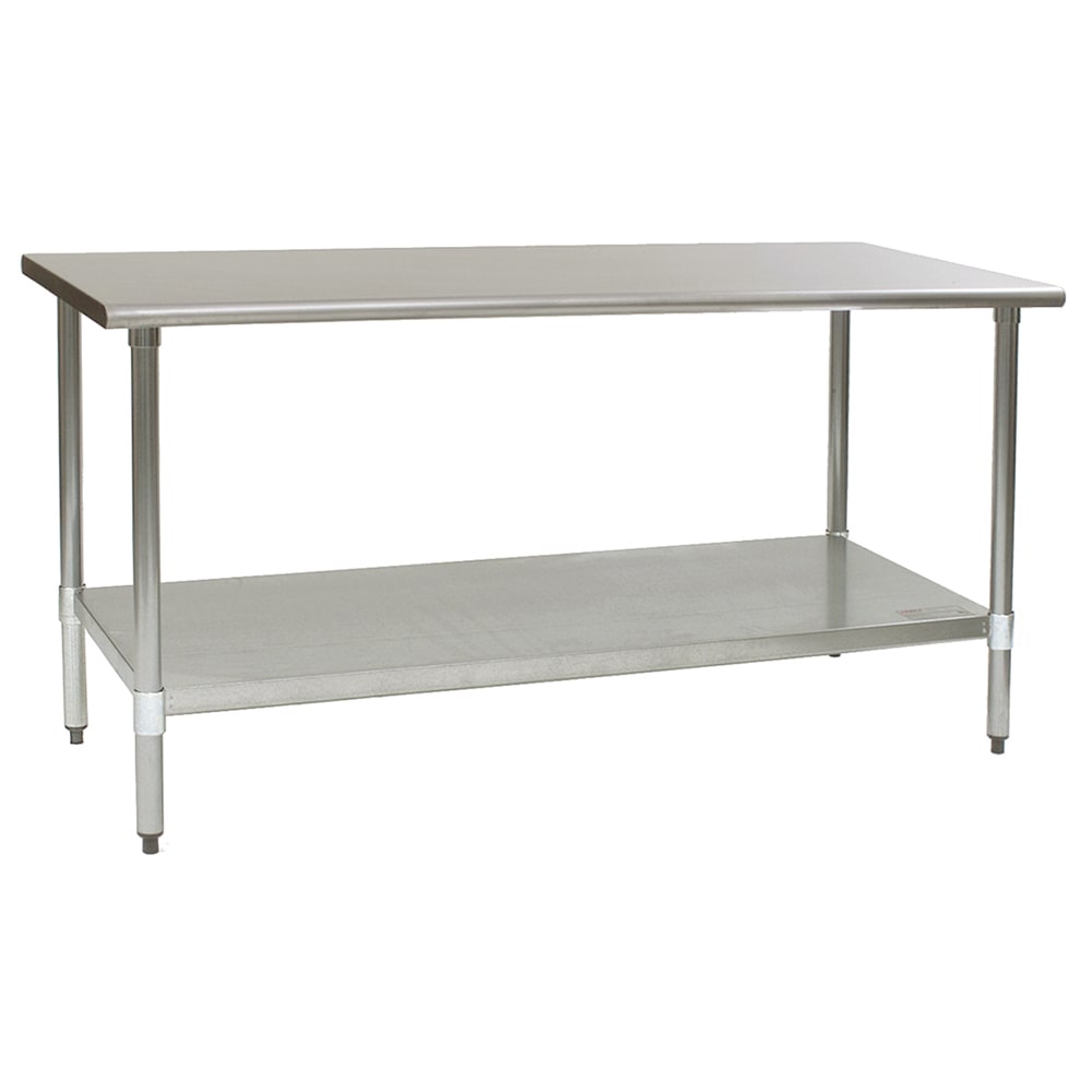 Eagle Group T2472EB 72" 16 ga Work Table w/ Undershelf & 300 Series Stainless Flat Top