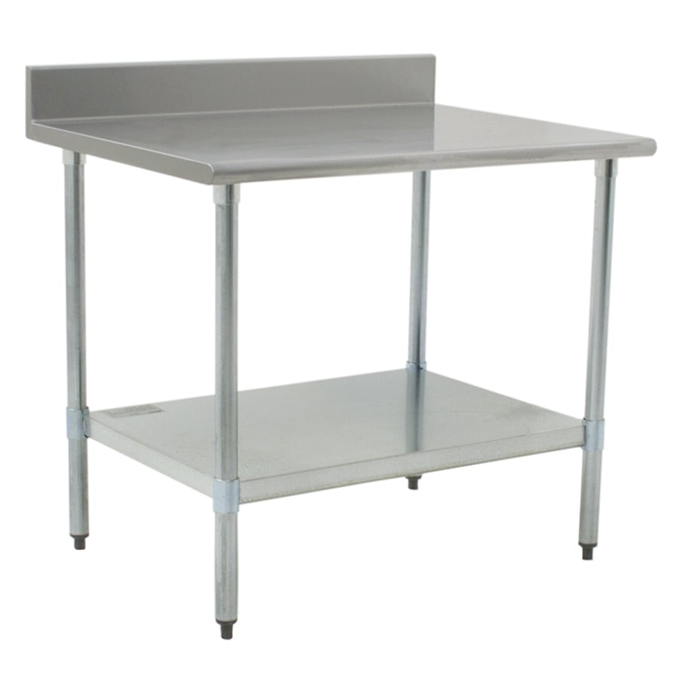 Eagle Group T3036B-BS 36" 16 ga Work Table w/ Undershelf & 430 Series Stainless Top, 4 1/2" Backsplash
