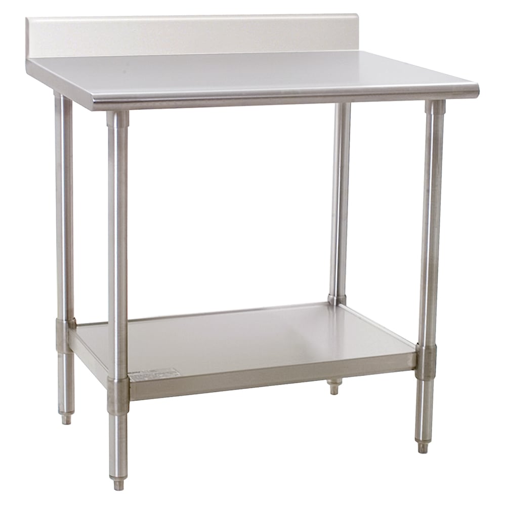 Eagle Group T3036SEB-BS 36" 16 ga Work Table w/ Undershelf & 300 Series Stainless Top, 4 1/2" Backsplash