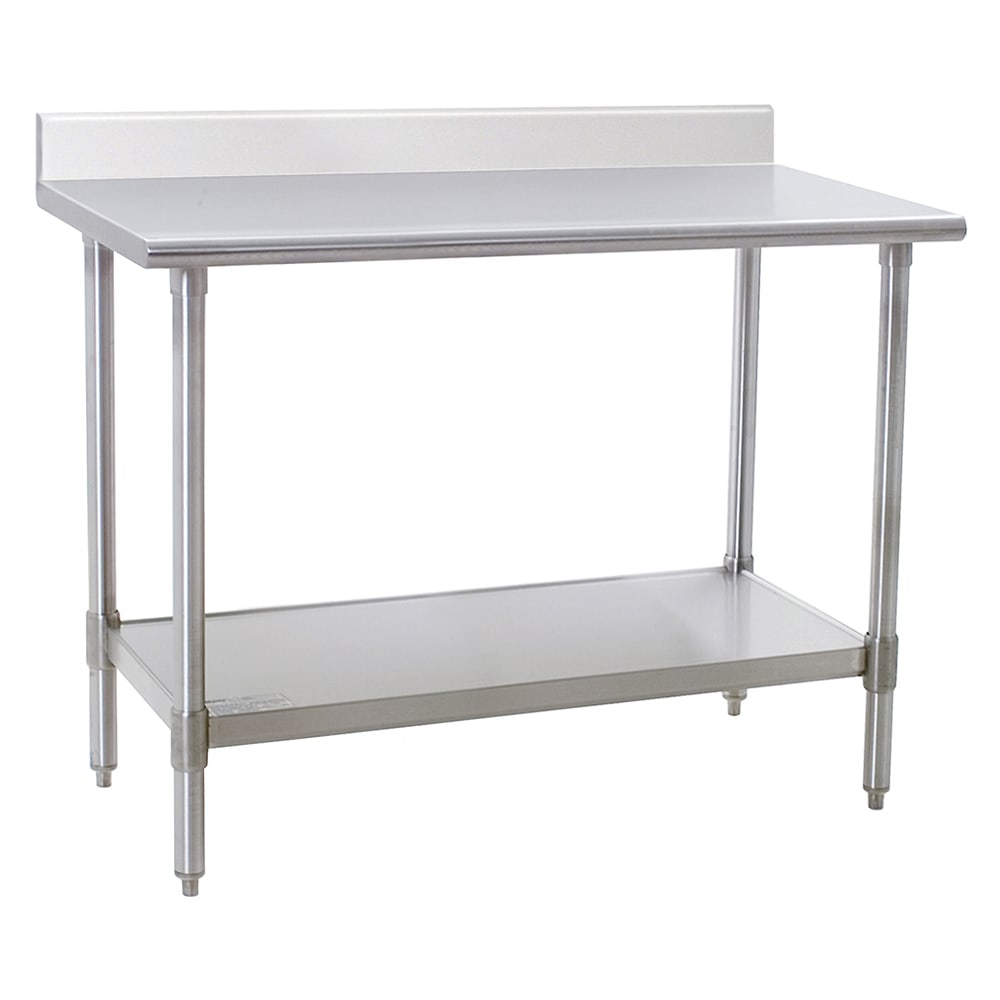 Eagle Group T3048SEB-BS 48" 16 ga Work Table w/ Undershelf & 300 Series Stainless Top, 4 1/2" Backsplash