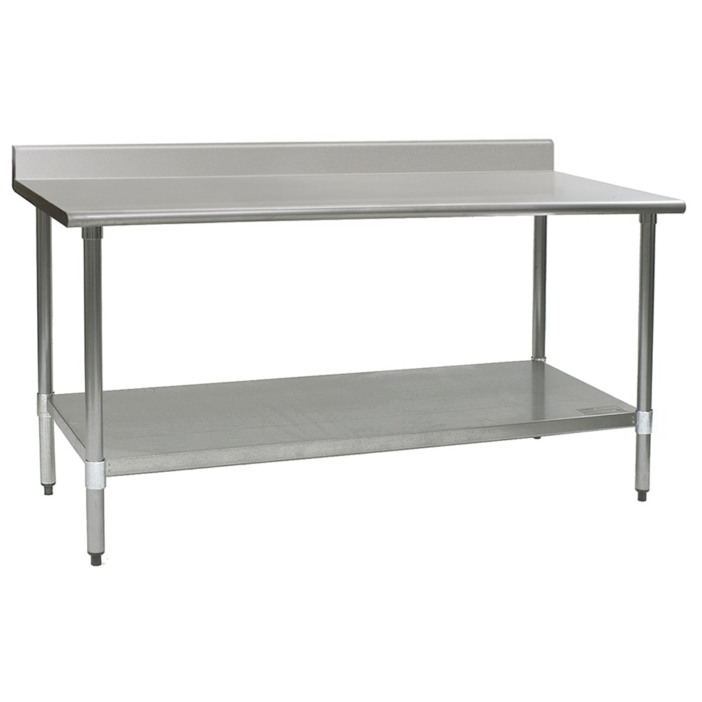 Eagle Group T3072B-BS 72" 16 ga Work Table w/ Undershelf & 430 Series Stainless Top, 4 1/2" Backsplash