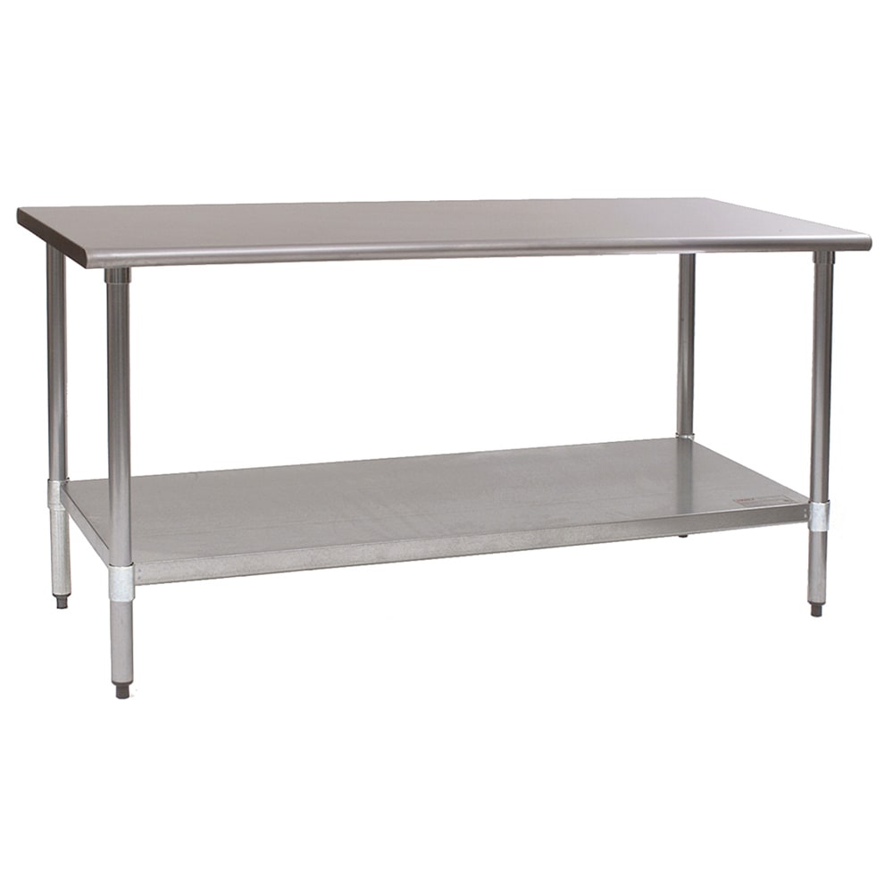 Eagle Group T3672B 72" 16 ga Work Table w/ Undershelf & 430 Series Stainless Flat Top