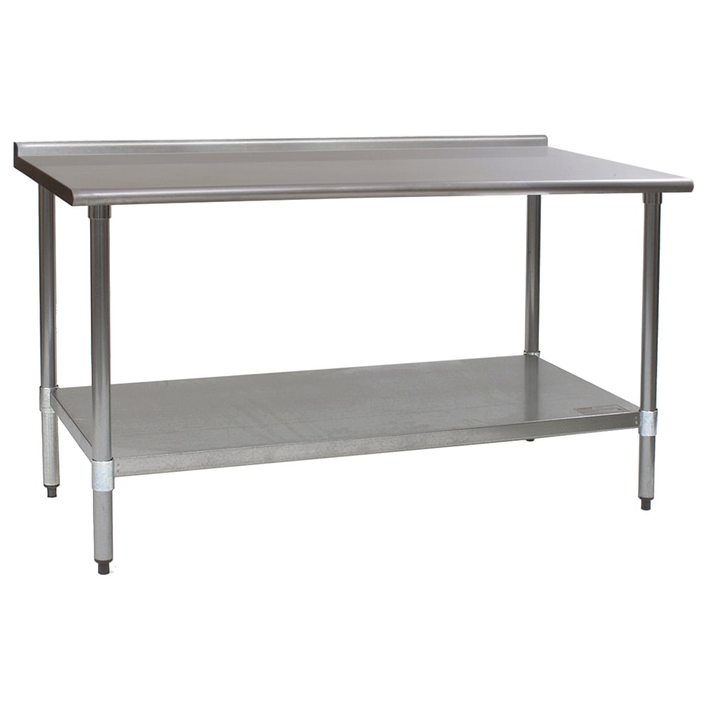 Eagle Group UT2460B 60" 16 ga Work Table w/ Undershelf & 430 Series Stainless Top, 1 1/2" Backsplash