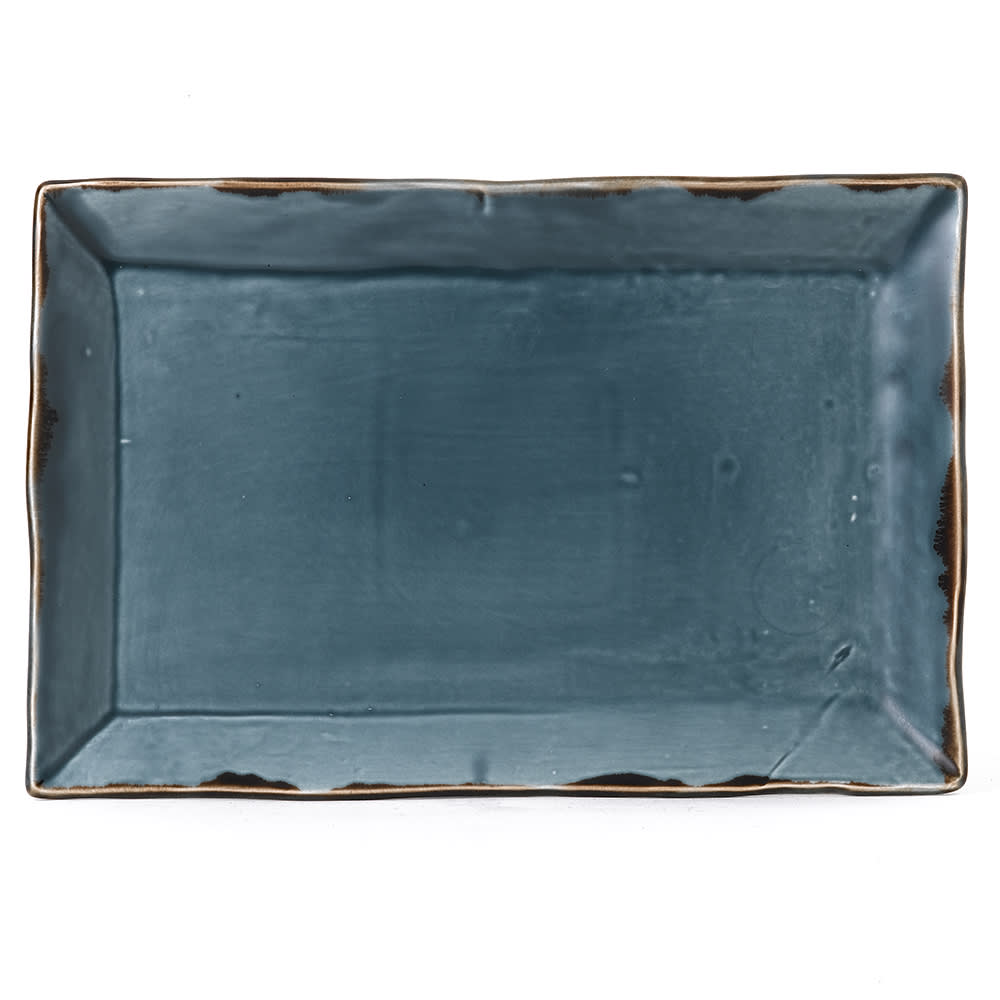 Dudson HBL00 Rectangular Harvest Tray - 11 1/4" x 7 1/2", Ceramic, Blue