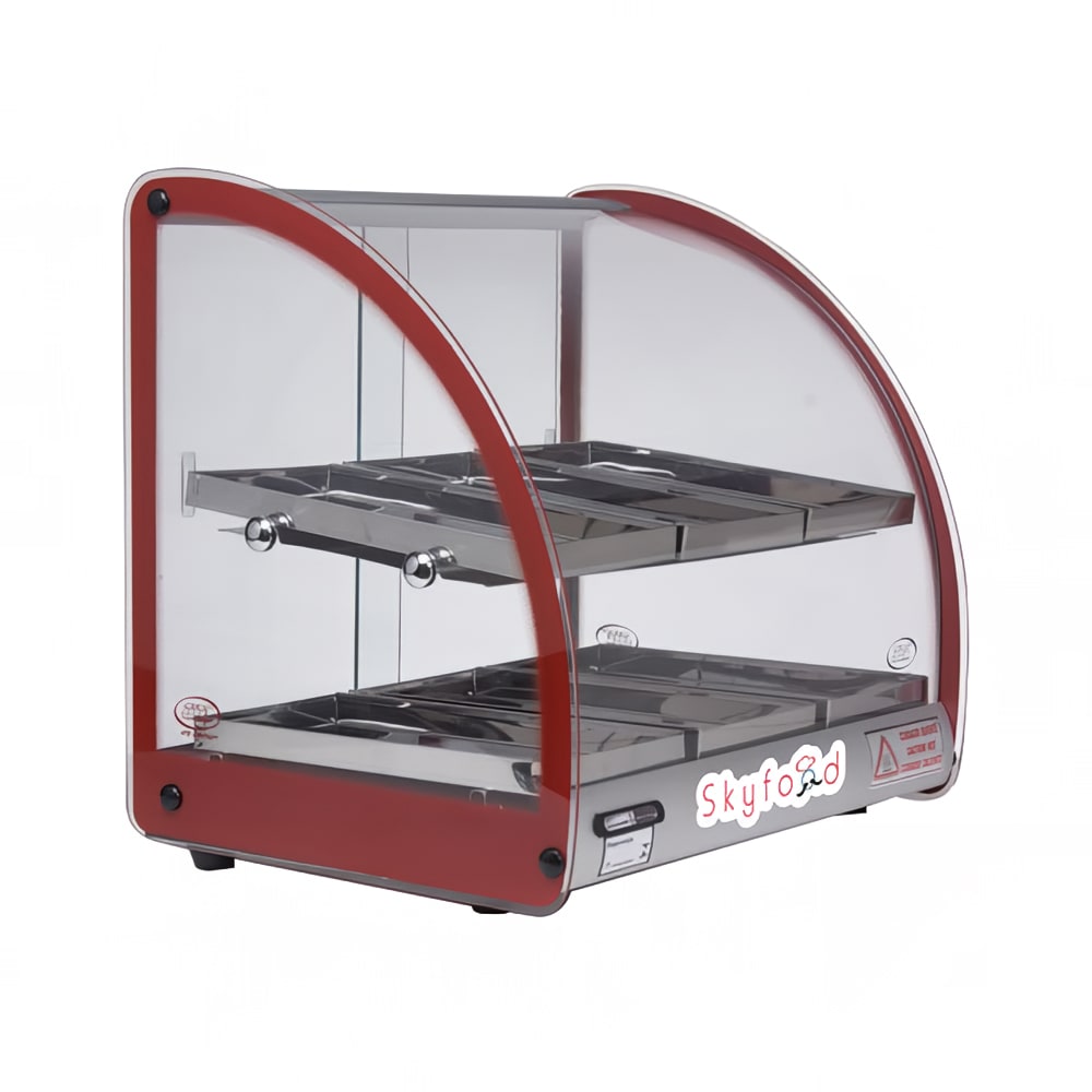 Skyfood FWD2-18R 18 1/2" Full Service Countertop Heated Display Case  - (2) Shelves, Red, 120v