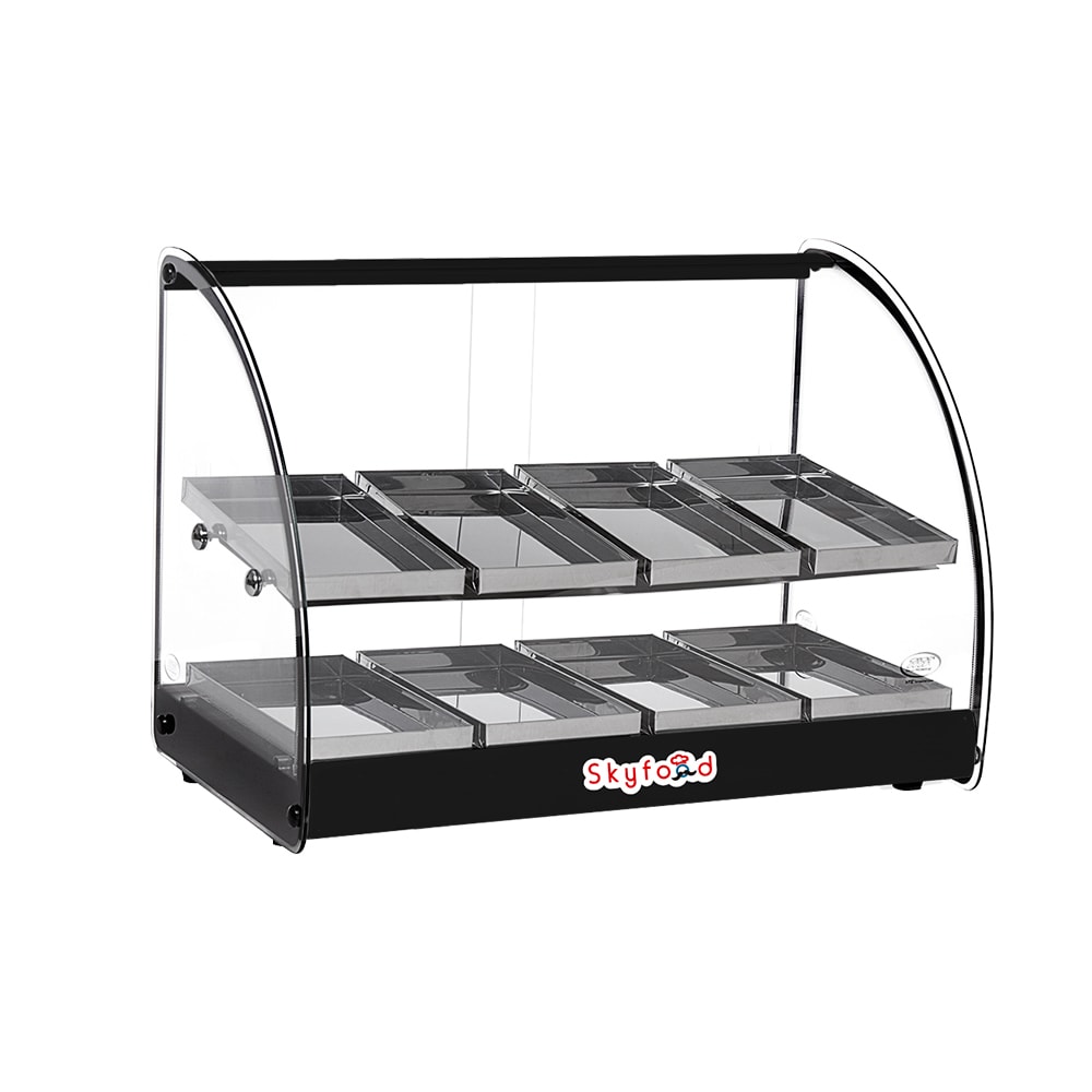 Skyfood 248-FWD224BL 24 1/2" Full Service Countertop Heated Display Case  - (2) Shelves, 120v