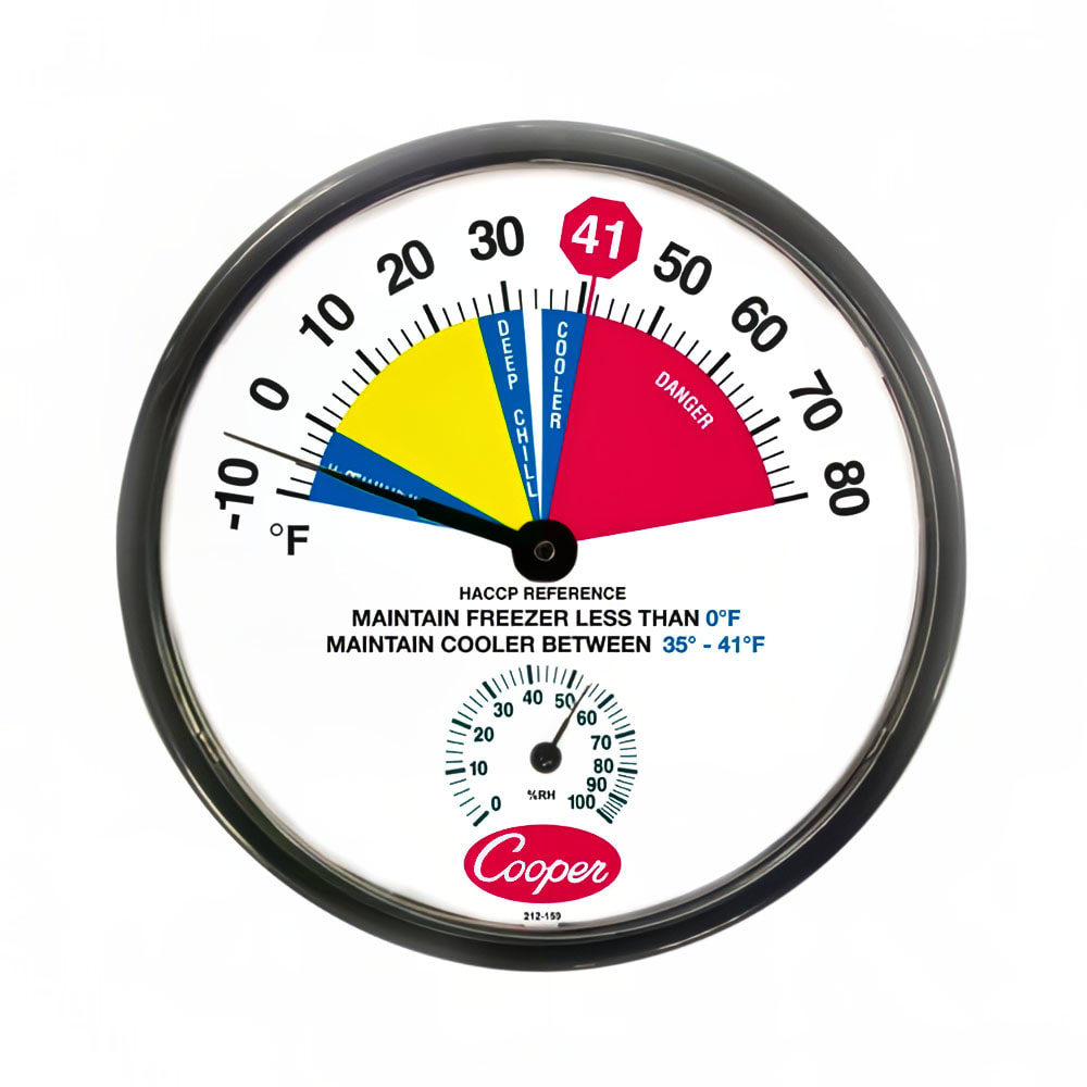 Cooper 212-159-8 12" Freezer Cooler Thermometer, -10 To 80 Degrees F