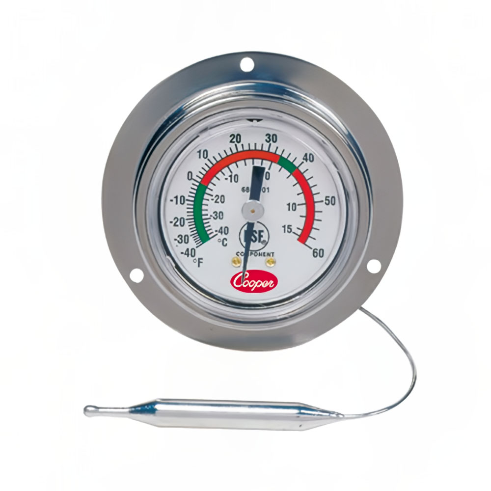 Cooper 6812-01-3 2" Panel Type Thermometer w/ Back Flange, -40 To 60 Degrees F