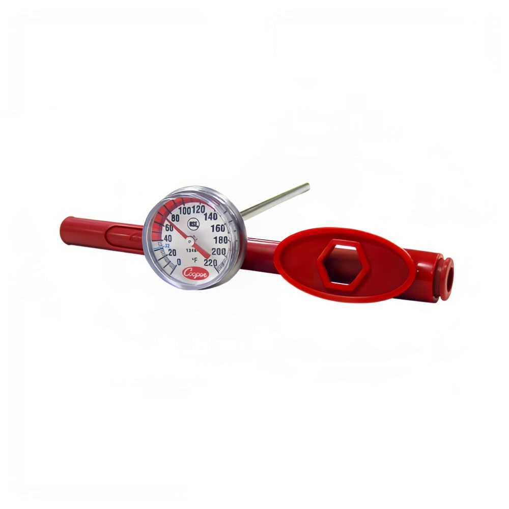 Cooper CT220-51-6 1" Dial Type Pocket Test Thermometer w/ 5" Stem, 0 to 220 Degrees F