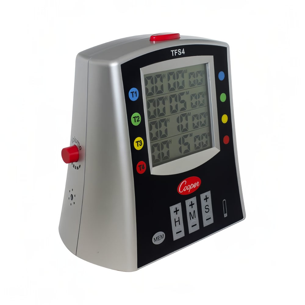 Cooper TFS4-01 Multi-Station Timer, 4 Station LCD w/ Alerts, Countdown/Count Up