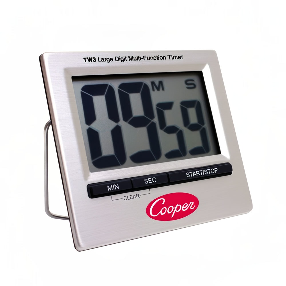 Cooper TW3-0-8 Timer w/ Large Digit LCD Screen, Stainless