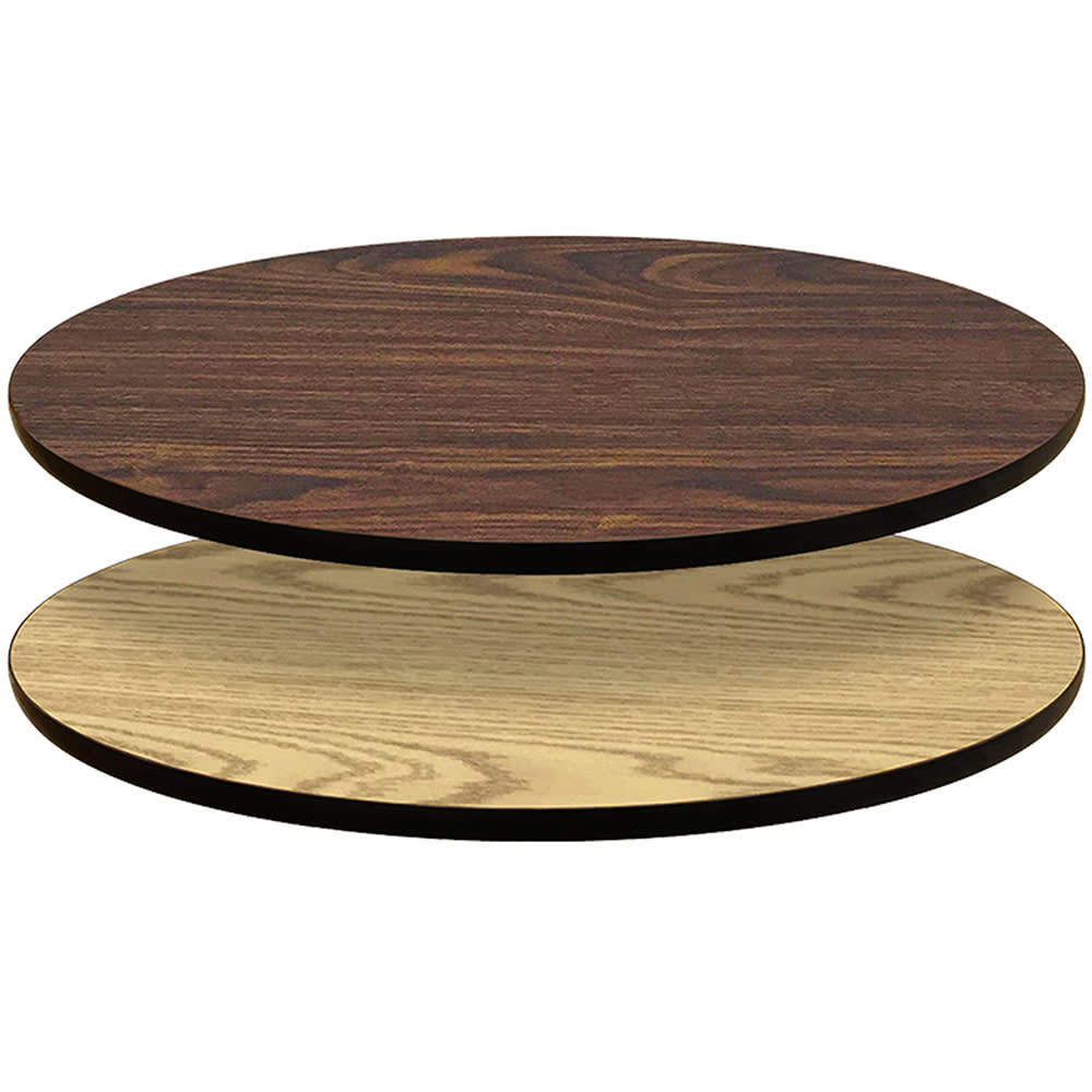Oak Street 60" Round Reversible Melamine Table Top, Oak/Walnut (OW60R)