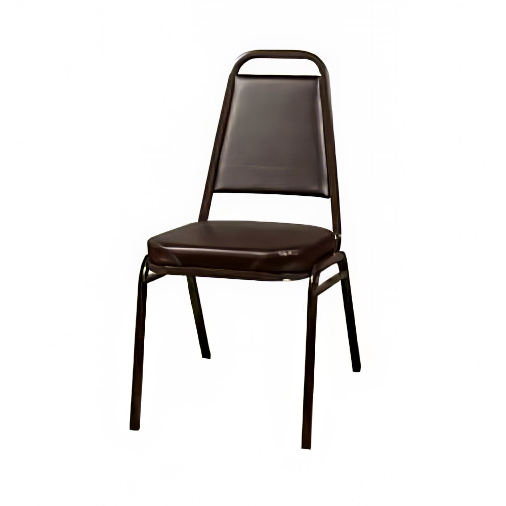Oak Street Stacking Chair w/ Brown Vinyl Back & Seat - Steel Frame, Brown (SL2082-ESP)