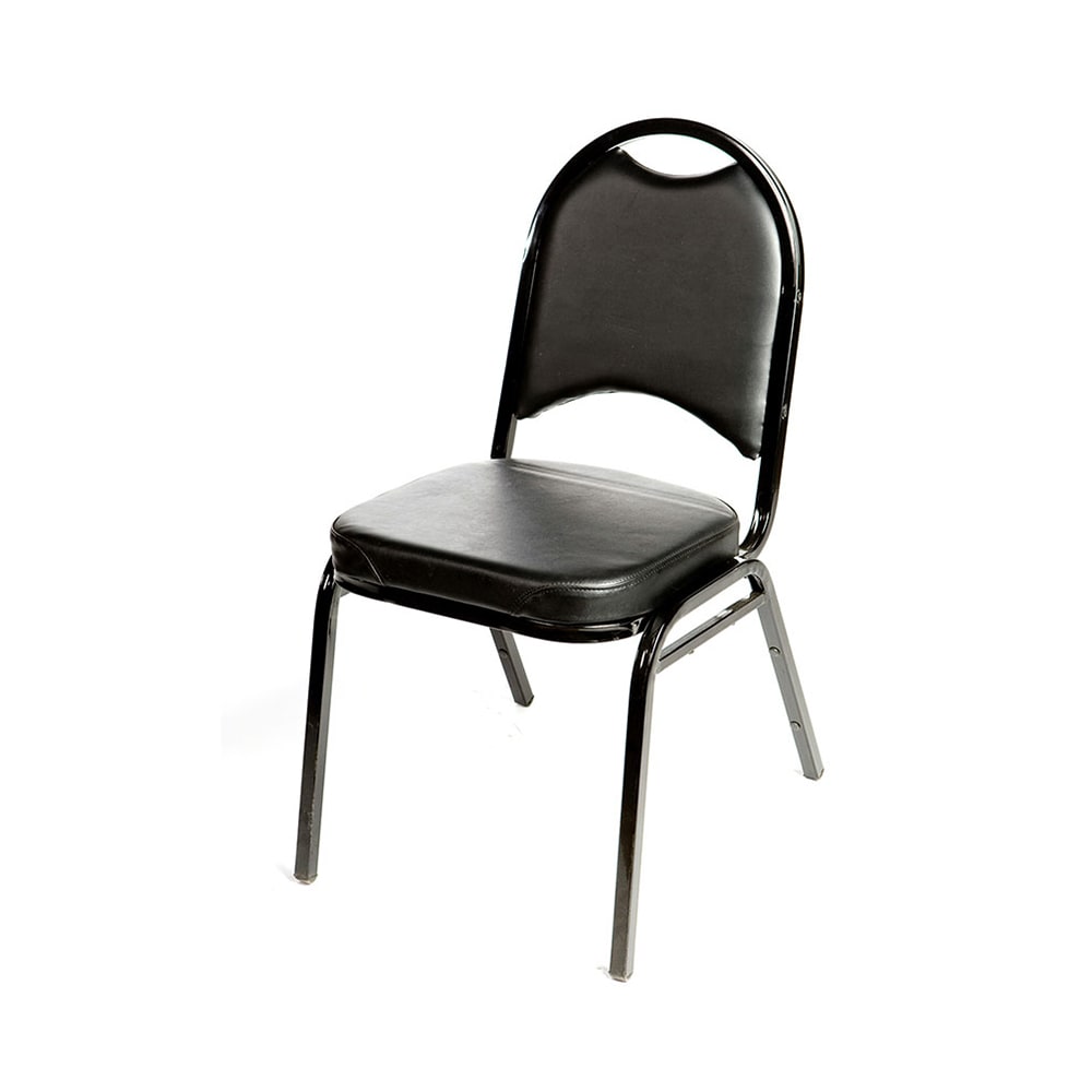 Oak Street Stacking Banquet Chair w/ Black Vinyl Back & Seat - Steel Frame, Black (SL2089-BLK)