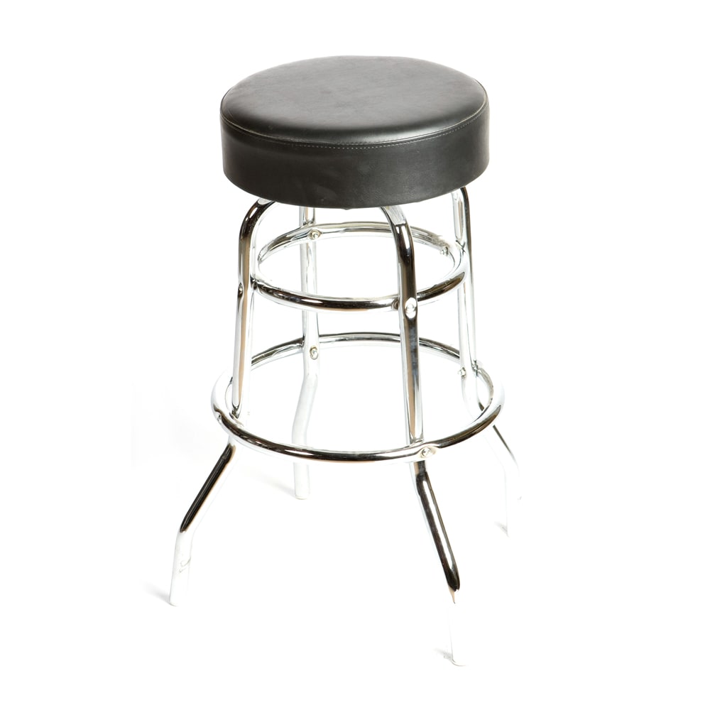 Oak Street Backless Bar Stool w/ Black Vinyl Seat, Chrome (SL2129-BLK)