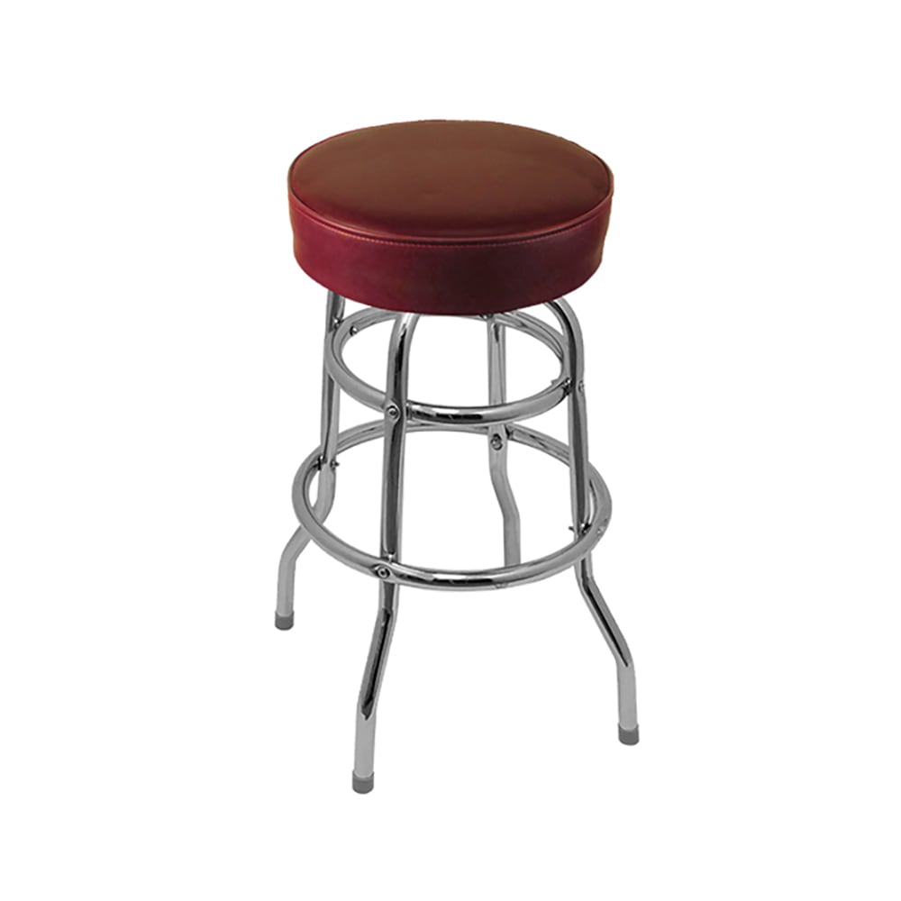 Oak Street Backless Bar Stool w/ Wine Vinyl Seat, Chrome (SL2129-WINE)