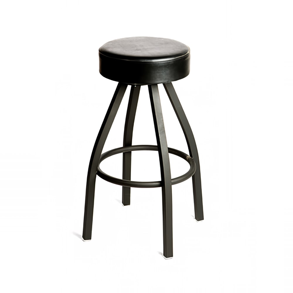Oak Street Backless Swivel Bar Stool w/ Black Seat, Black (SL2132-BLK)