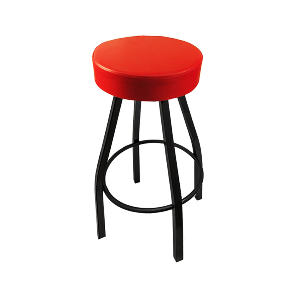 Oak Street Backless Swivel Bar Stool w/ Red Seat, Black (SL2132-RED)