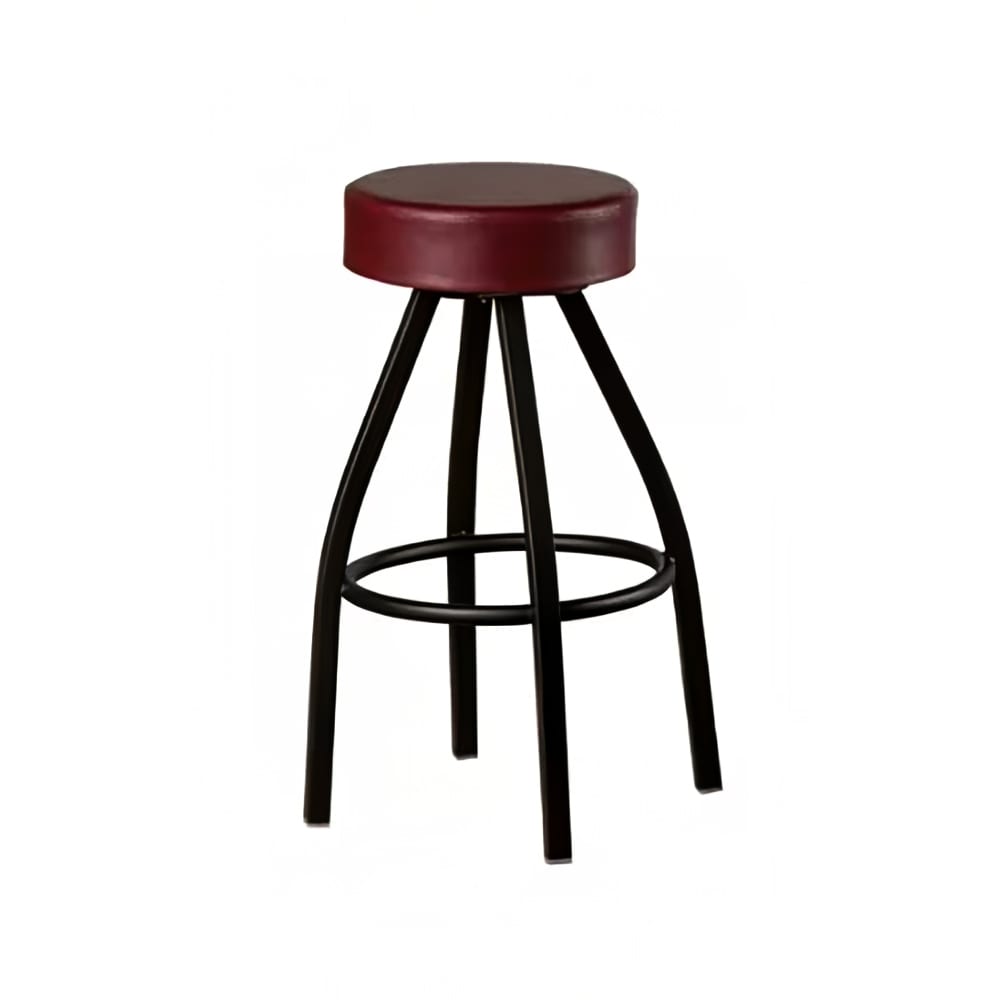 Oak Street Backless Swivel Bar Stool w/ Wine Seat, Black (SL2132-WINE)