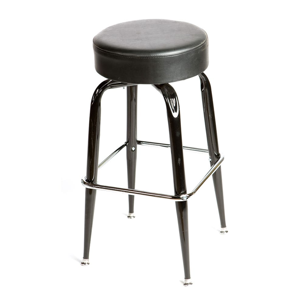 Oak Street Backless Swivel Bar Stool w/ Black Seat, Black (SL2135-BLK)