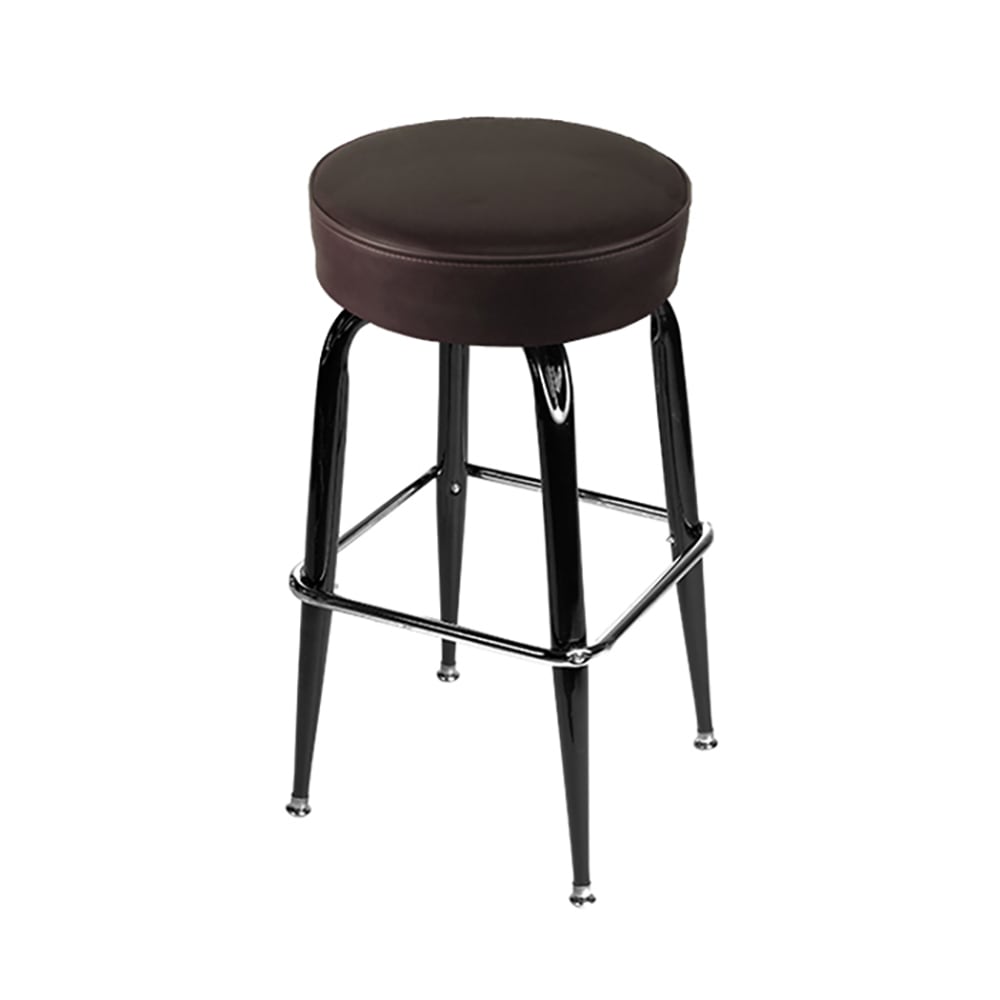 Oak Street Backless Swivel Bar Stool w/ Espresso Seat, Black (SL2135-ESP)