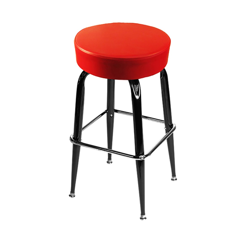 Oak Street Backless Swivel Bar Stool w/ Red Seat, Black (SL2135-RED)