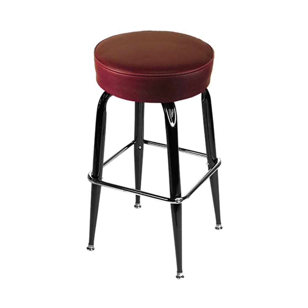 Oak Street Backless Swivel Bar Stool w/ Wine Seat, Black (SL2135-WINE)