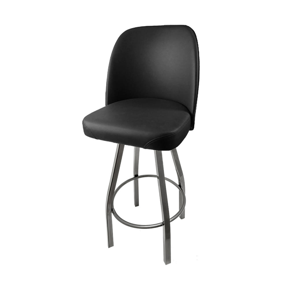 Oak Street Swivel Bar Stool w/ Black Bucket Seat, Black (SL2136-BLK)