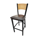 Oak Street Bar Stool w/ Solid Wood Back & Wood Seat, Black Metal (SL2150-1-P BLK) thumbnail 2