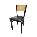 Oak Street Dining Chair w/ Solid Back & Black Vinyl Seat - Steel Frame, Black (SL2150-P BLK) thumbnail 2