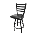 Oak Street Swivel Bar Stool w/ Metal Ladder Back & Black Vinyl Seat, Black (SL2301-S BLK) thumbnail 2