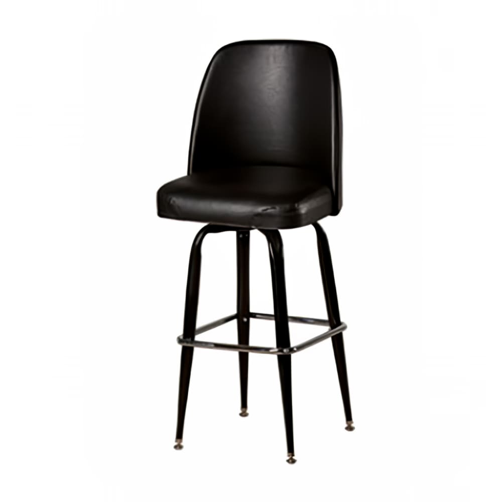 Oak Street Swivel Bar Stool w/ Solid Back & Black Vinyl Bucket Seat, Black (SL3133-BLK)