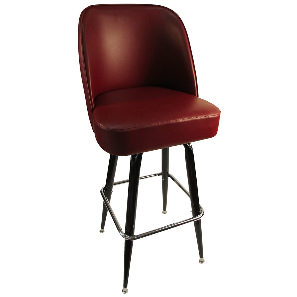 Oak Street Swivel Bar Stool w/ Square Ring & Wine Vinyl Foam Bucket Seat (SL3133-WINE)