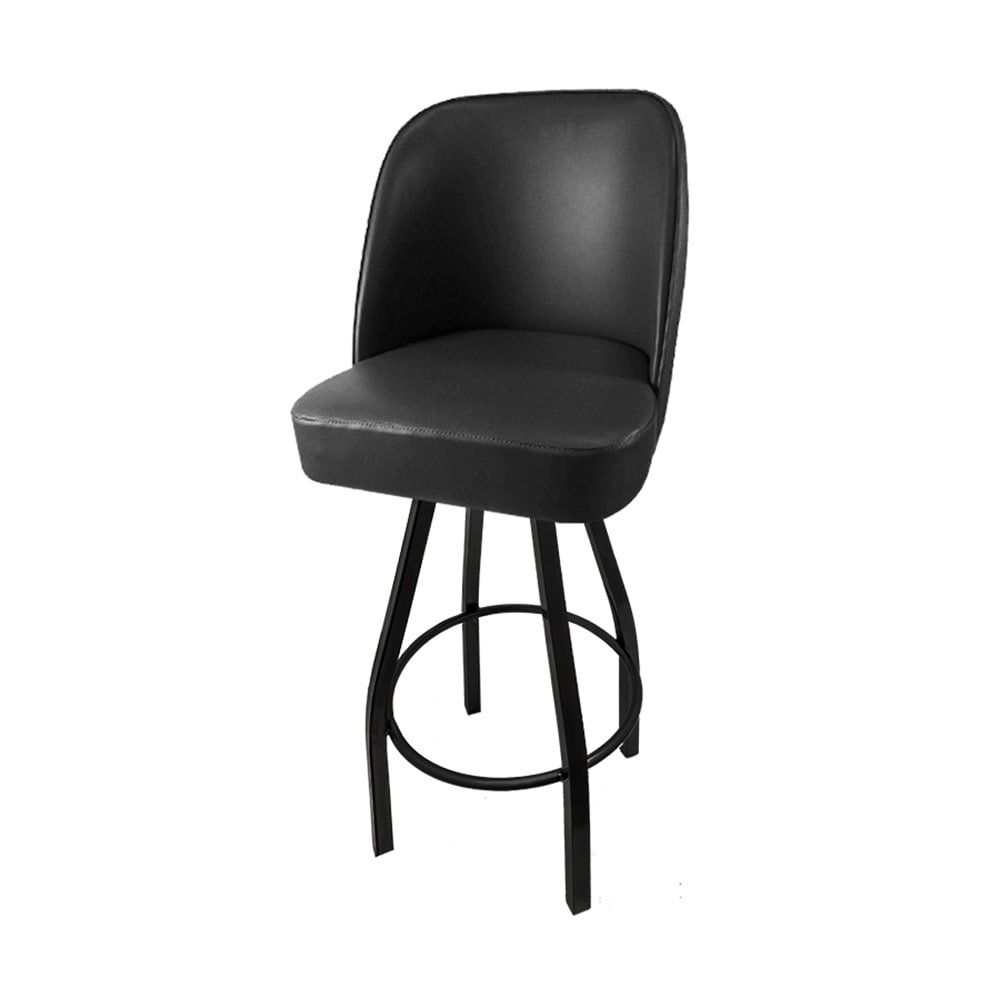 Oak Street Swivel Bar Stool w/ Single Ring & Black Vinyl Foam Bucket Seat (SL3136-BLK)