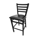 Oak Street Extra Large Bar Stool w/ Metal Ladder Back & Black Vinyl Seat, Black (SL3301 BLK) thumbnail 2