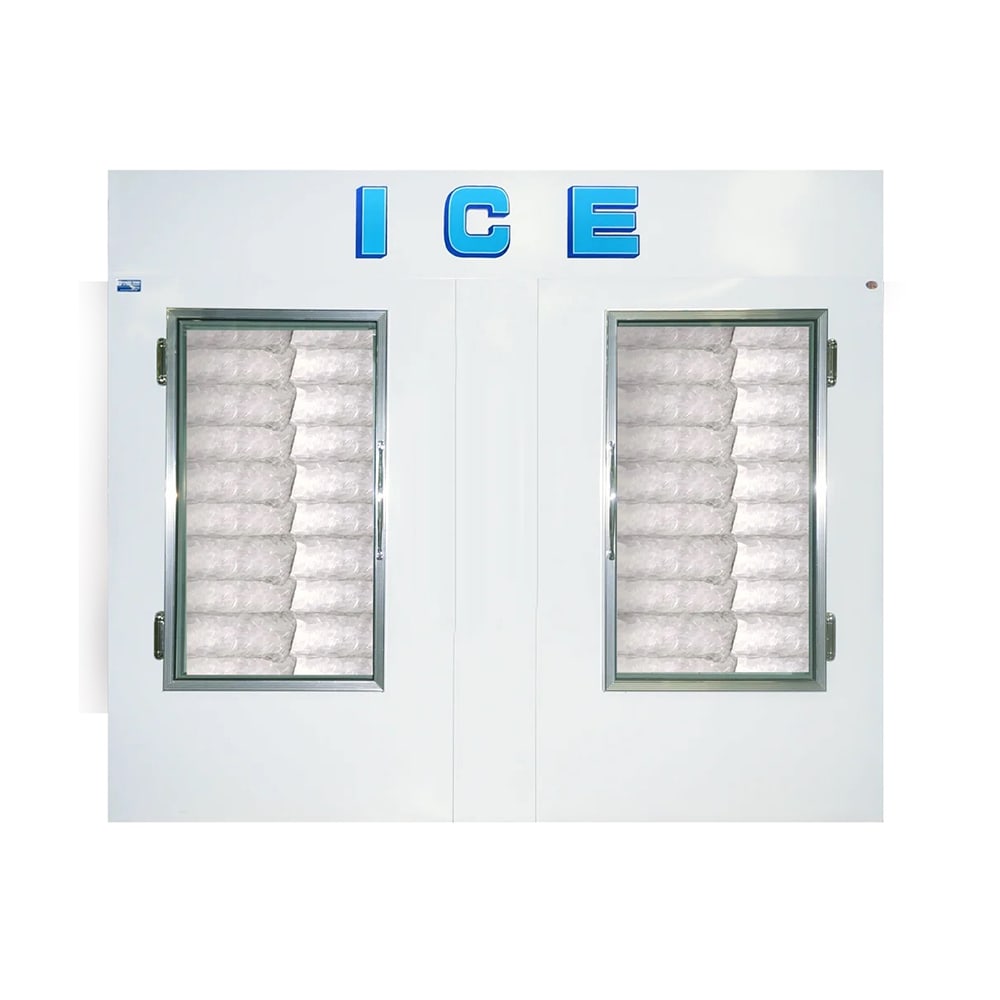 Polar Temp 1000ADGP 94" Indoor Ice Merchandiser w/ (121) 20 lb Bag Capacity - Glass Doors, White, 115v