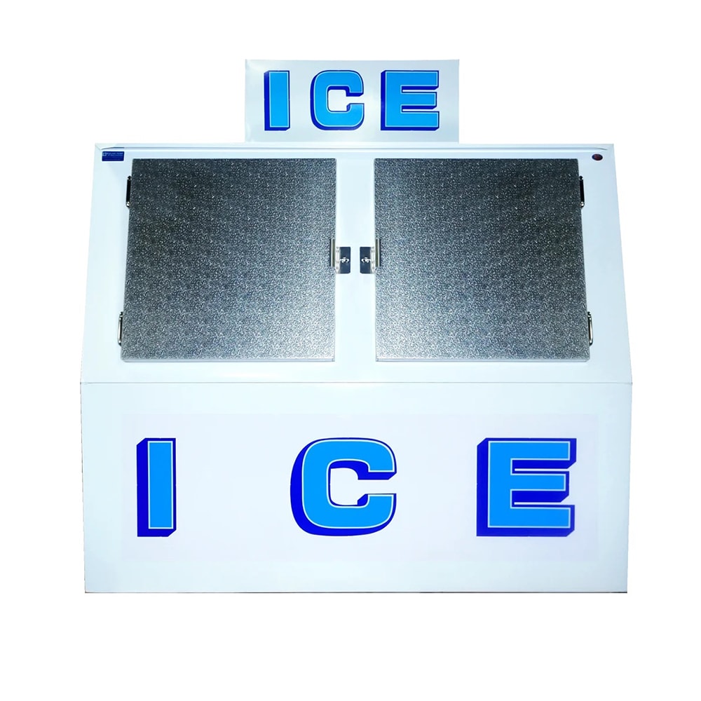 Polar Temp 600CWP 70 1/4" Outdoor Slanted Ice Merchandiser w/ (76) 20 lb Bag Capacity - Solid Doors, White, 115v